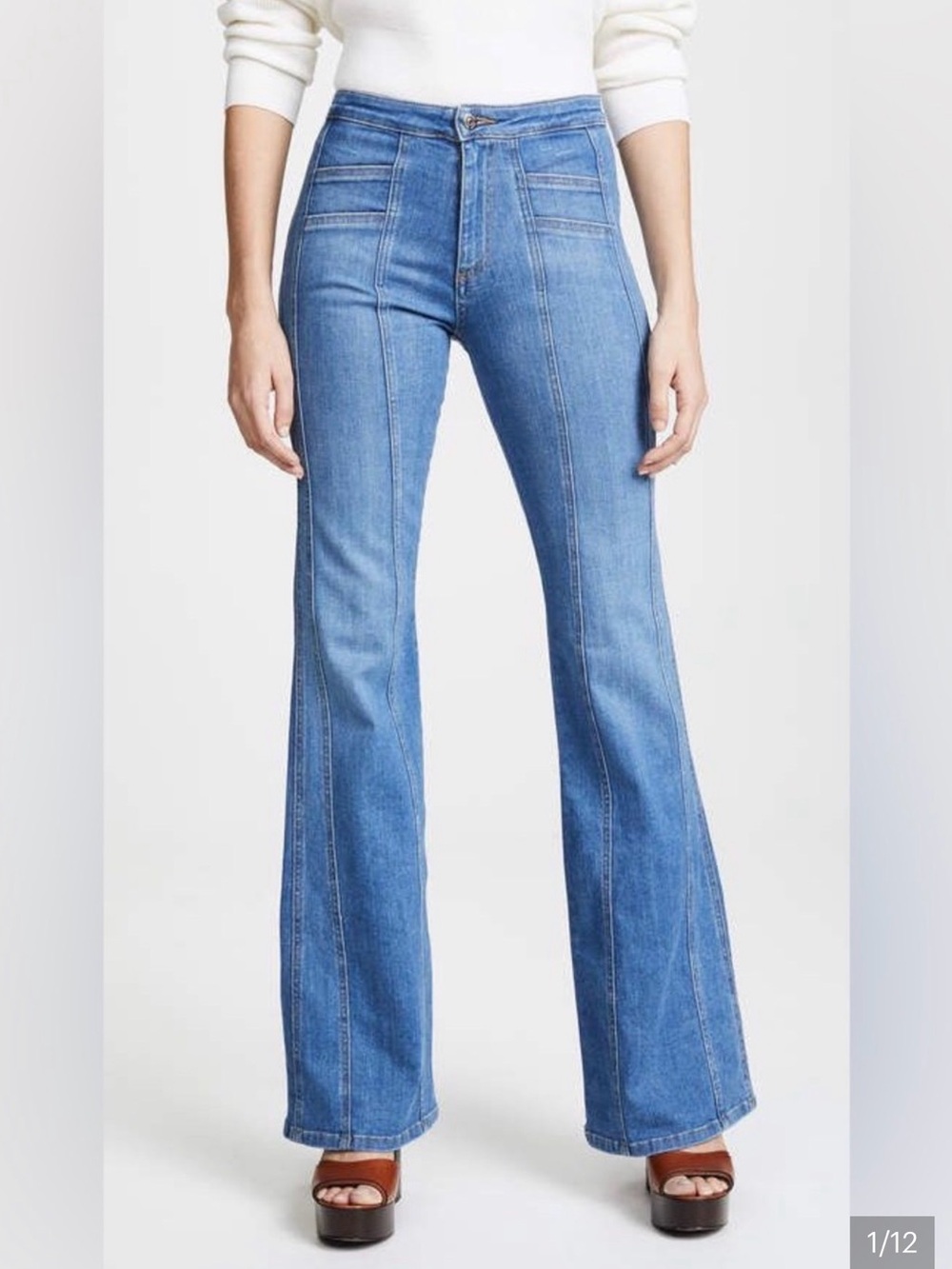 Veronica Beard Farrah High Rise Flare Jeans Boardwalk Wash Size 28